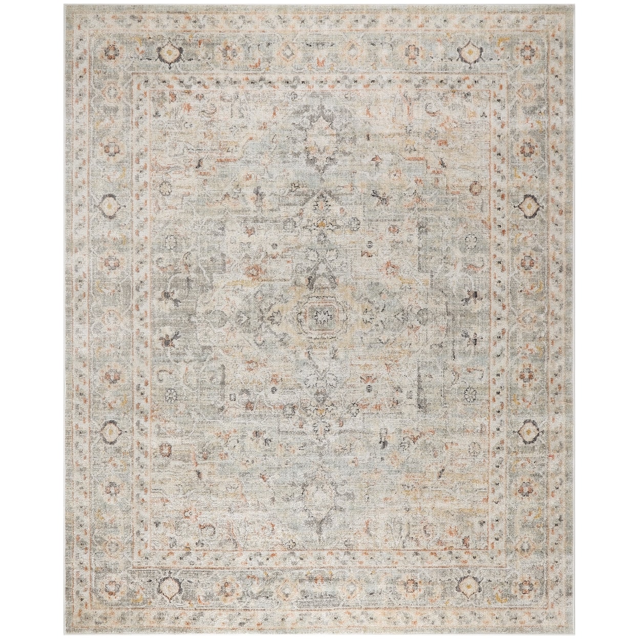 Nourison Oushak Home 8' x 9'10" Light Grey Vintage Rug