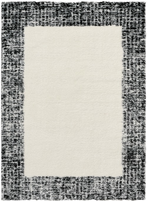 7'10" X 9'10" Ivory Black Rectangle Rug