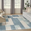 Nourison Astra Machine Washable 7'10" x 10' Blue Ivory Modern Rug