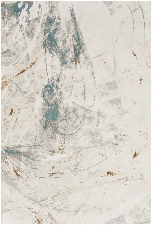 5'3" x 7'3" Ivory Grey Blue Rectangle Rug
