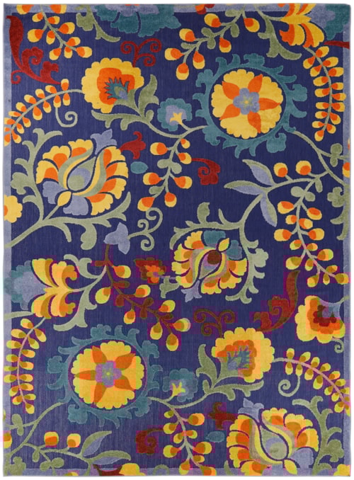 7'10" x 10'6" Navy Multicolor Rectangle Rug