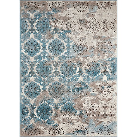 9'3" x 12'9" Ivory/Blue Vintage Rug