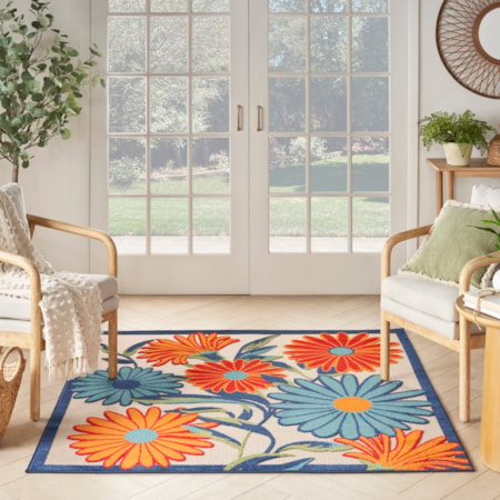 5&apos; x Square Multicolor Contemporary Rug