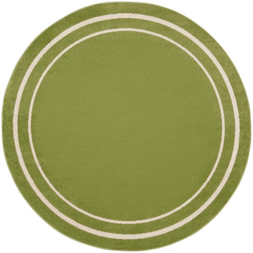 6' Green Ivory Round Rug