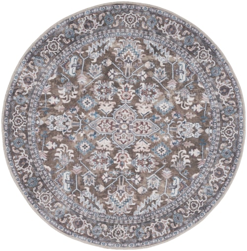 4' Round Olive Ivory Round Rug