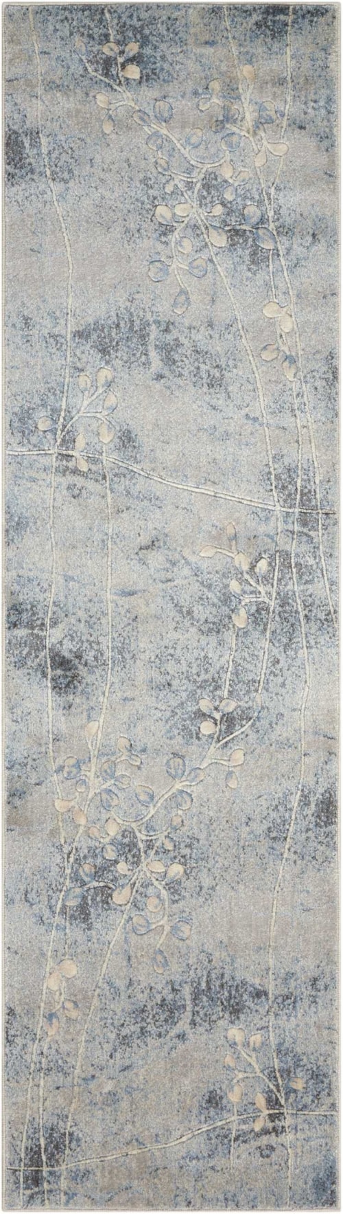 2' x 5'9" Silver/Blue Runner Rug