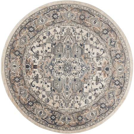 10' x Round Ivory Grey Farmhouse Rug