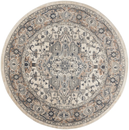 Quarry 10' X Round Ivory Grey Farmhouse Indoor Rug