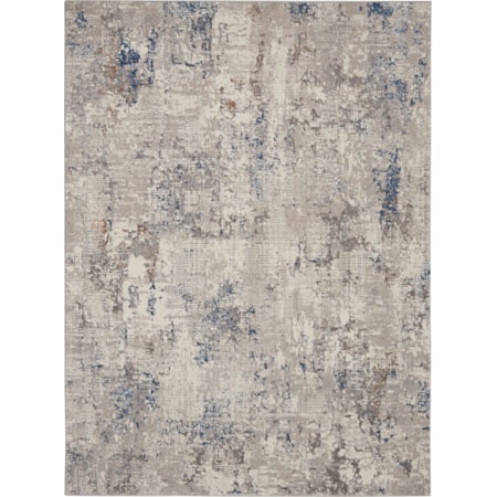 5'3" x 7'3" White Blue Modern Rug