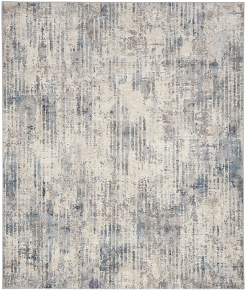 9' X 12' Ivory Grey Blue Rectangle Rug