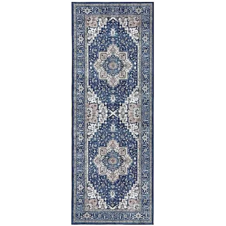 1'10" x 5' Navy Ivory Rug