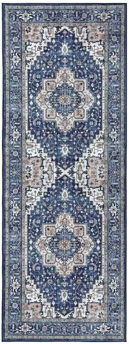 1'10" x 5' Navy Ivory Rug