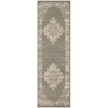 2'3" x 7'6" Olive Vintage Rug