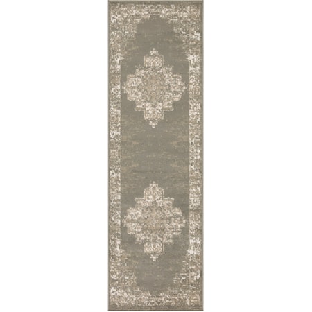 2'3" x 7'6" Olive Vintage Rug