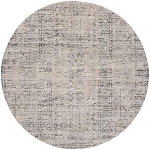 7'10"  Ivory Blue Round Rug