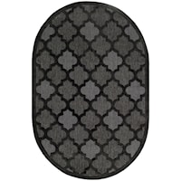 Easy Care 6' X 9' Oval Charcoal Black Modern Rug