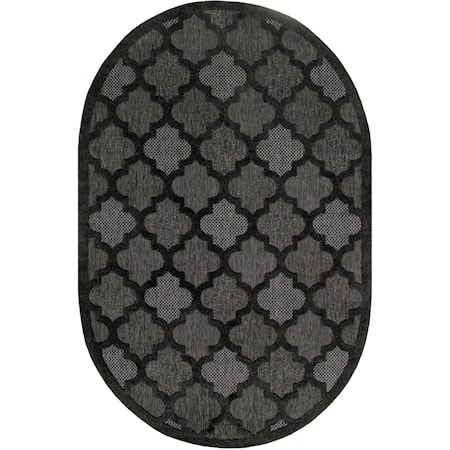 6' x 9' Oval Charcoal Black Modern Rug