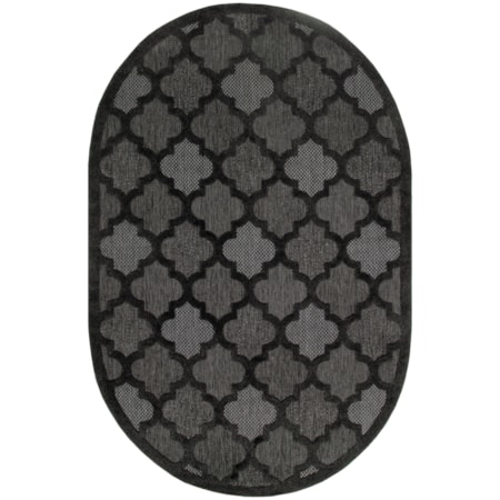 6' x 9' Oval Charcoal Black Modern Rug