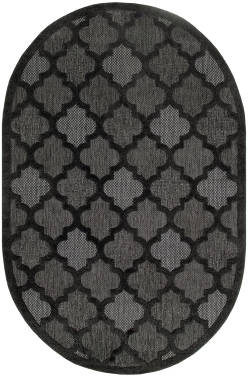 Easy Care 6' X 9' Oval Charcoal Black Modern Rug