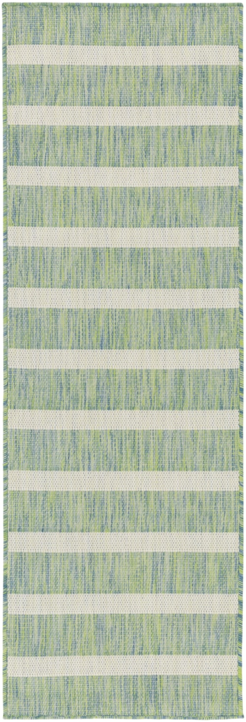 2' X 6' Blue Green Ivory Runner Rug