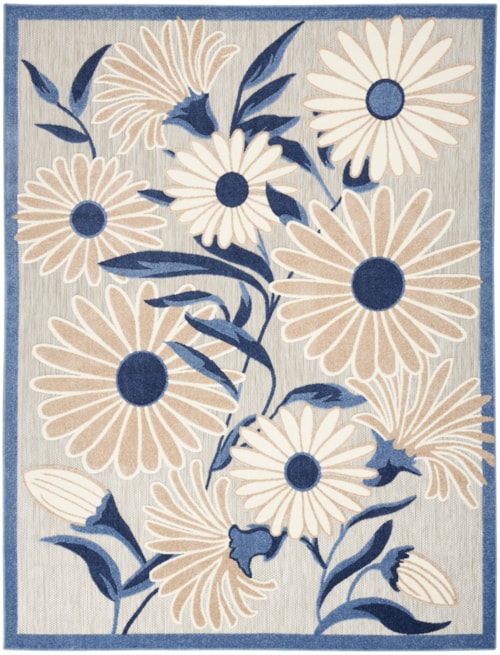 5'3" x 7'5" Blue/Grey Rectangle Rug