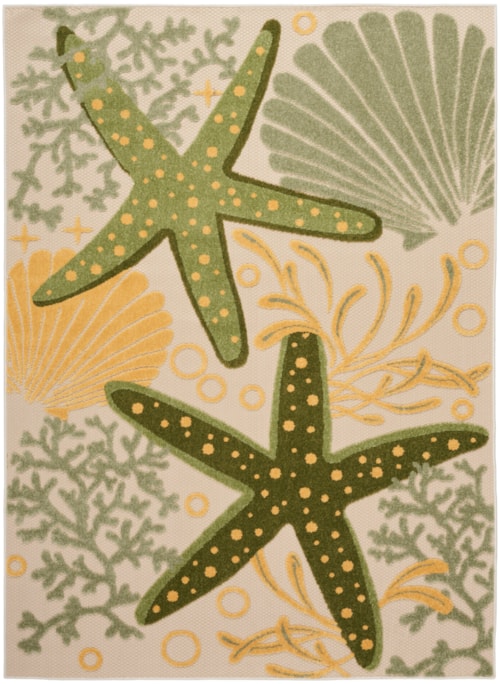 Aloha 5'3" X 7'5" Green Yellow Outdoor Rug