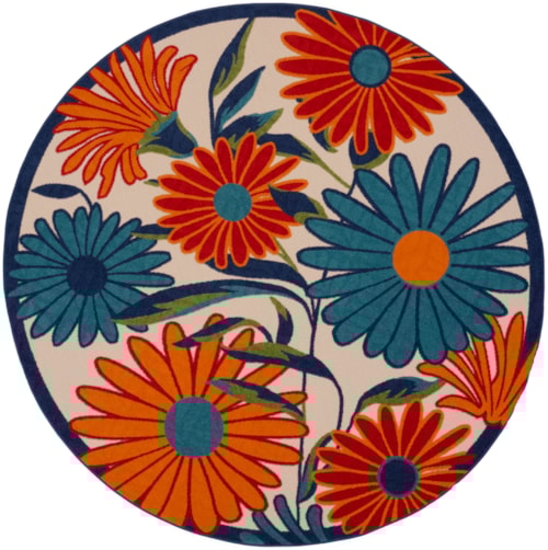 7’10” Multicolor Round Rug