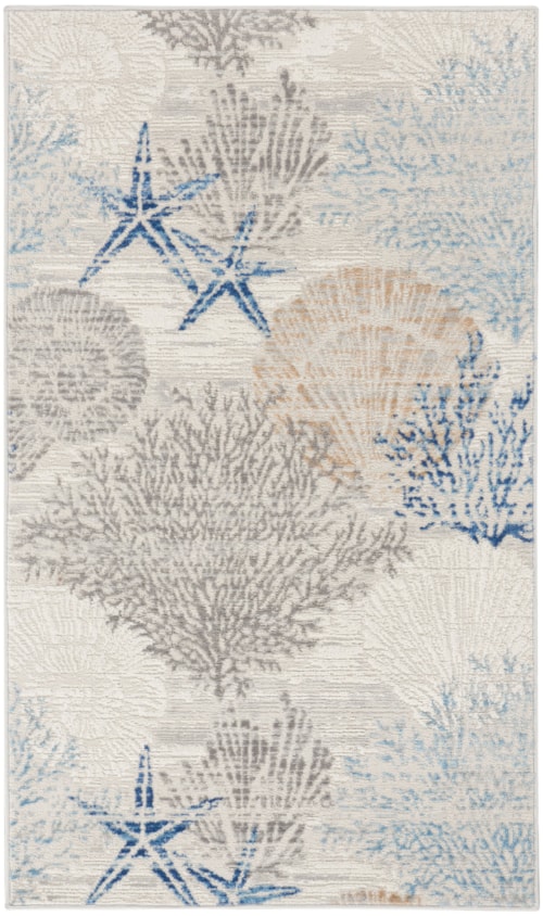 3' x 5' Ivory Grey Blue Rectangle Rug