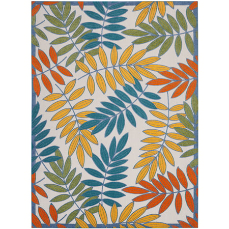 10' x 14' Ivory Multicolor Tropical Rug
