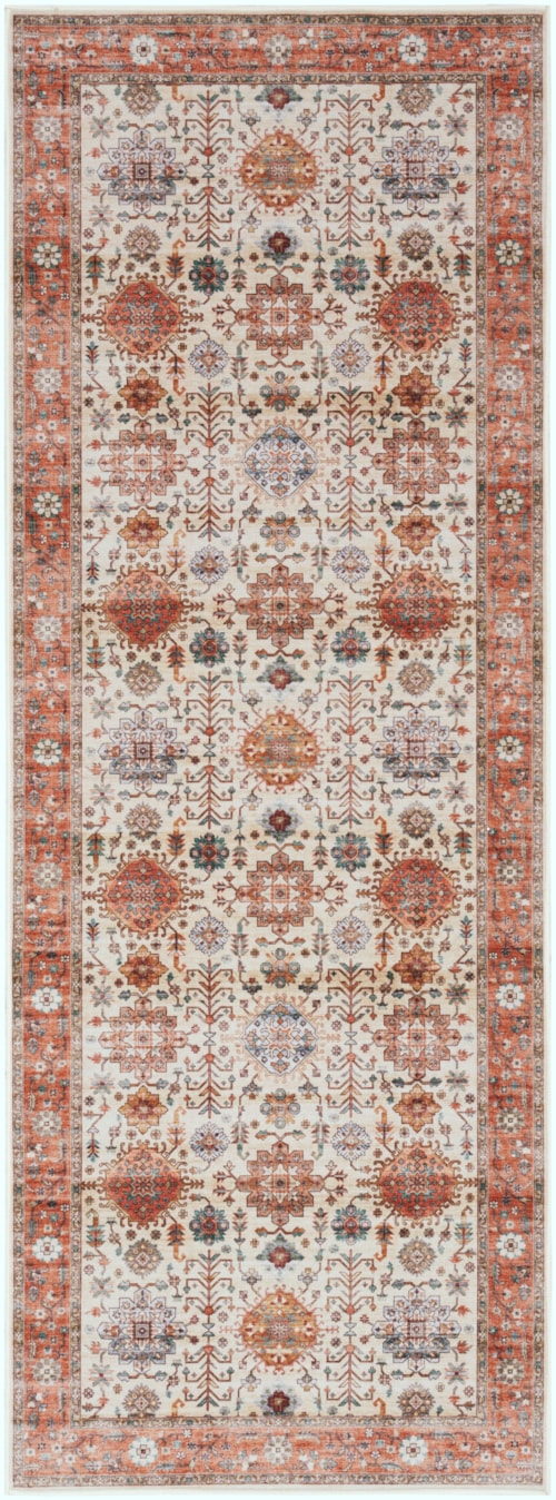 1'10" x 5' Beige Multicolor Runner Rug