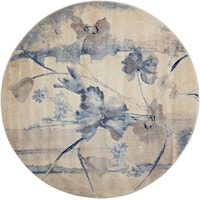 5'6" Ivory/Blue Round Rug