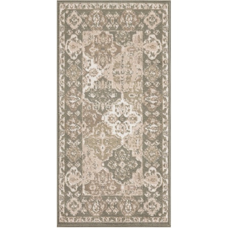 2' x 4' Green Vintage Rug