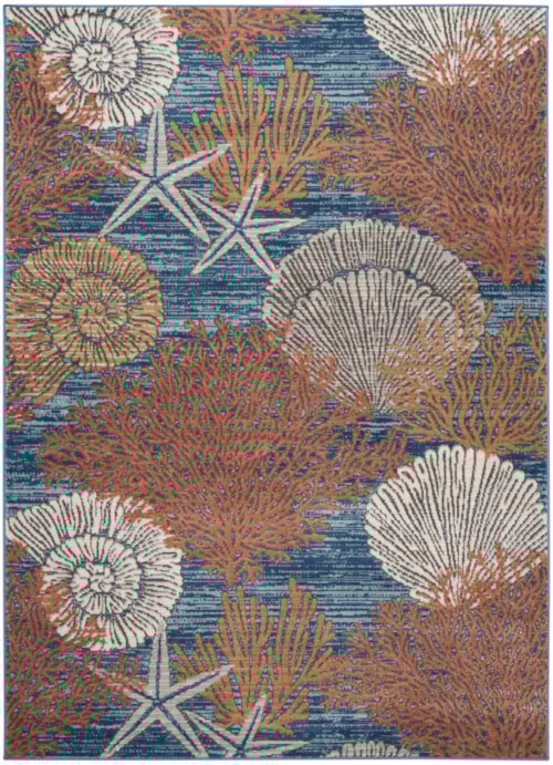 5'3" X 7'3" Blue Multicolor Rectangle Rug