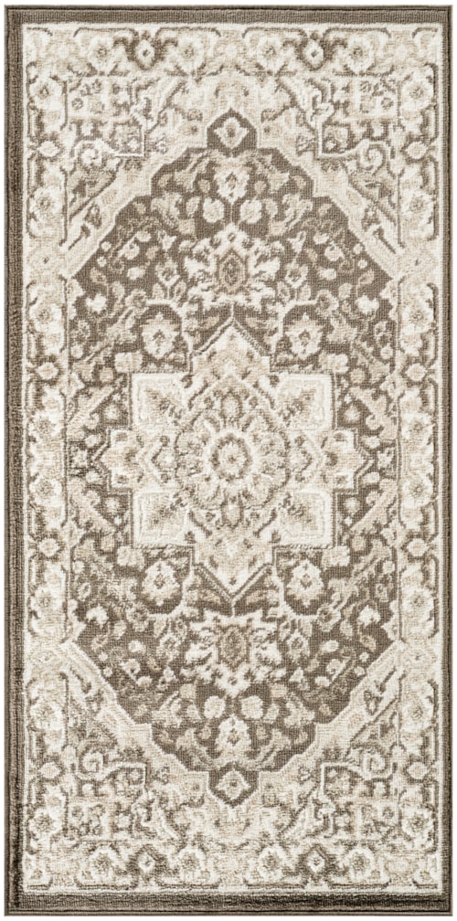 2' X 4' Brown Ivory Rectangle Rug