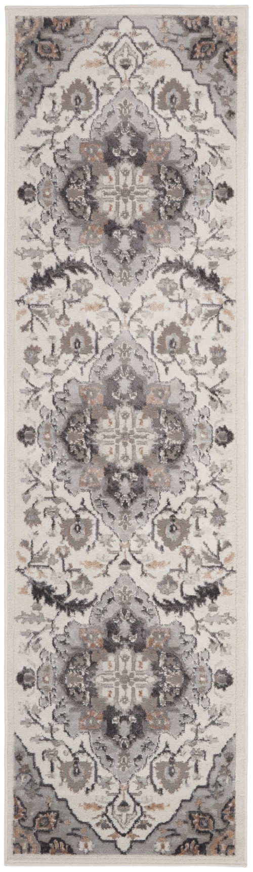 2' X 6' Ivory Grey Runner Rug