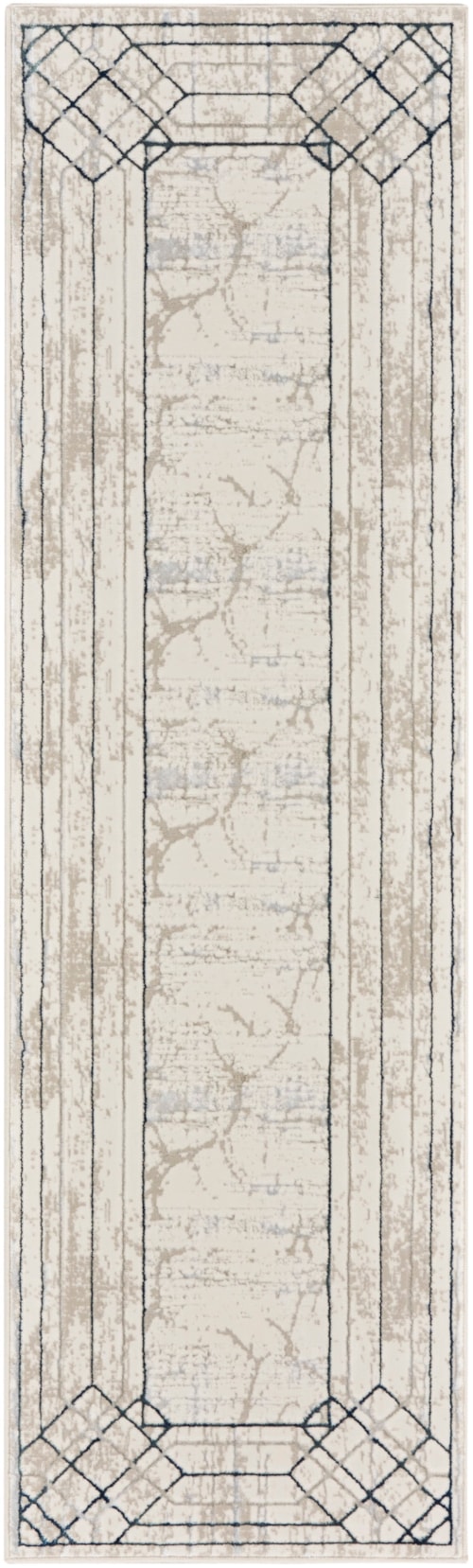 2'3" x 7'6" Ivory/Taupe Runner Rug