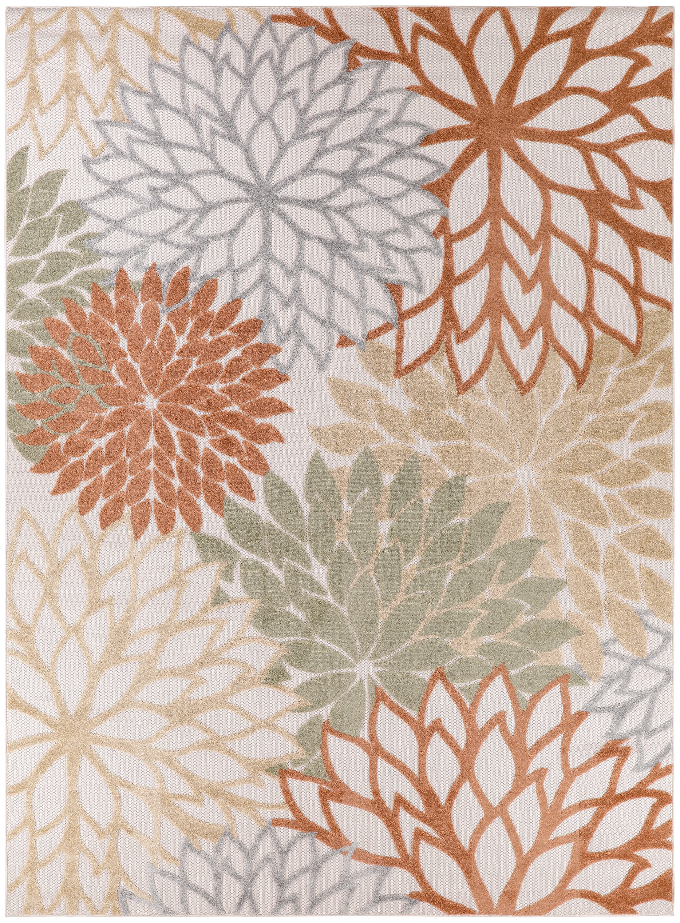 7'10" x 10'6" Ivory Multicolor Rectangle Rug