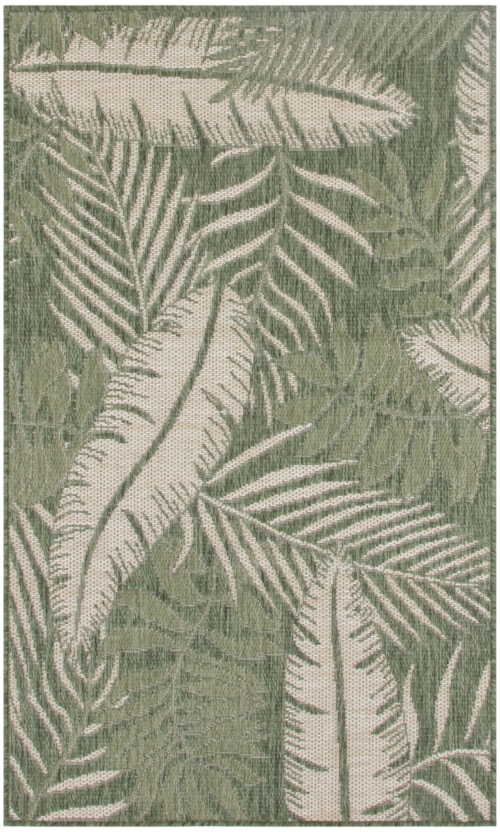 2' X 4' Green Ivory Rectangle Rug