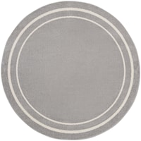 6' Grey/Ivory Round Rug