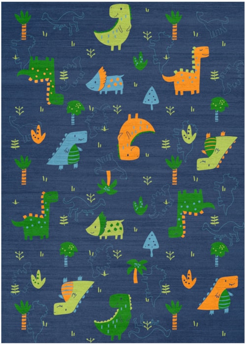 4' X 6' Navy Multicolor Rectangle Rug