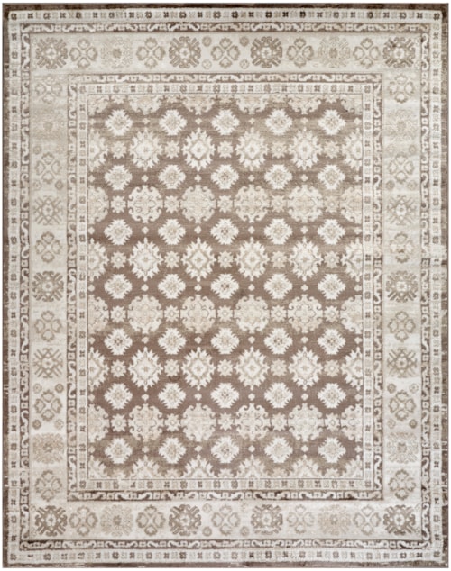 7'10" X 9'10" Ivory Brown Rectangle Rug