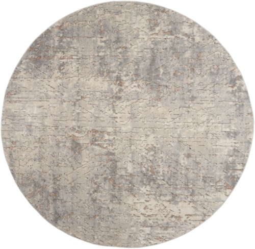 7'10" Round Beige/Grey Rug