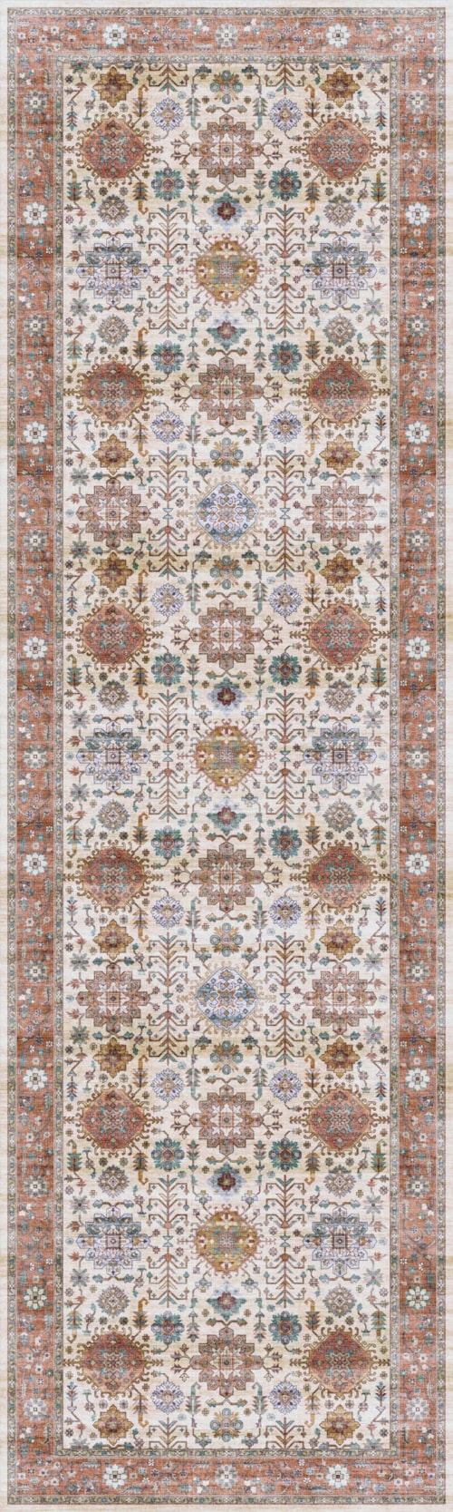 2'3" x 7'6" Beige/Multi Runner Rug