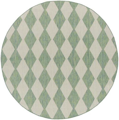 8' Round Blue Green Round Rug