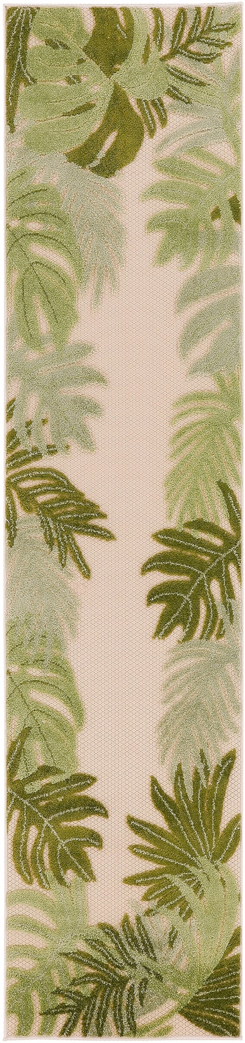 2'3" X 8' Ivory Green Runner Rug