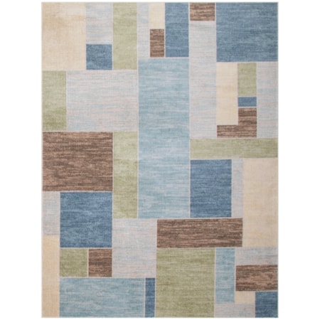 7'10" x 10' Blue Green Multi Modern Rug