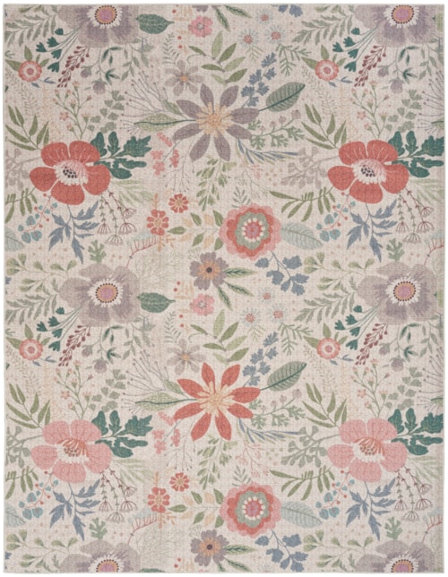 8' x 10' Cream Multicolor Rectangle Rug
