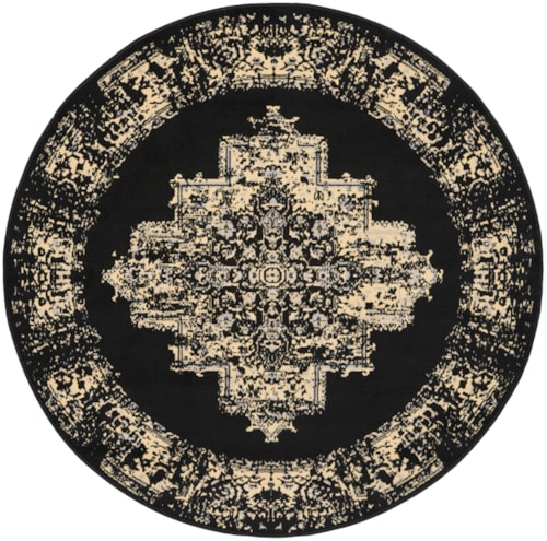 4' Round Black Round Rug
