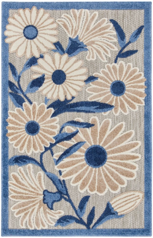 2'8" x 4' Blue Grey Rectangle Rug