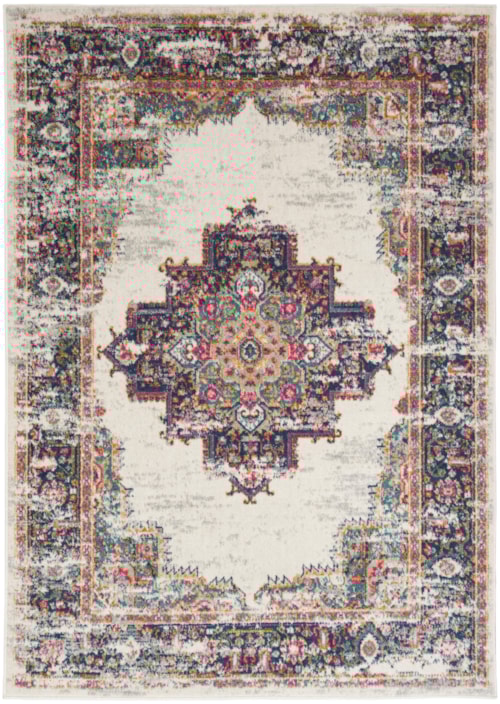 5'3" x 7'3" Ivory Blue Rectangle Rug